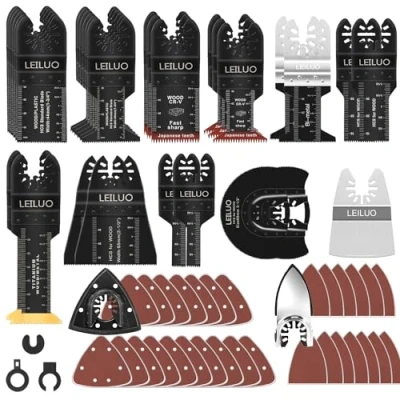 Afbeelding van LEILUO 116 delige multitool zaagbladenset, universele accessoires voor oscillerende gereedschappen met opbergtas, compatibel Einhell Makita DTM51Z Dremel Parkside en meer