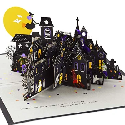 Afbeelding van Hallmark Signature Paper Wonder Halloween pop up kaart (achtervolgd huis), 1299HEH4007