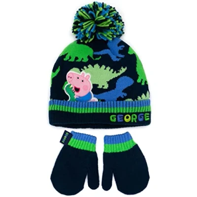 Afbeelding van Peppa Pig George Hat en wanten Kinderen gebreide winterboonhandschoenen