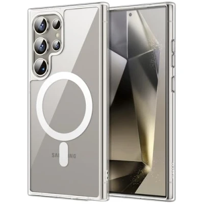 Afbeelding van JETech Magnetische Case voor Samsung Galaxy S24 Ultra 5G, Compatibel met MagSafe, Schokbestendige Beschermende Hoesje Cover, Niet Vergelende Transparant PC Achterkant (Transparant)