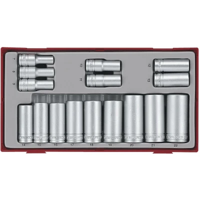 Afbeelding van TT3816 Doppenset diep 16dlg. 3/8&quot; Tc tray