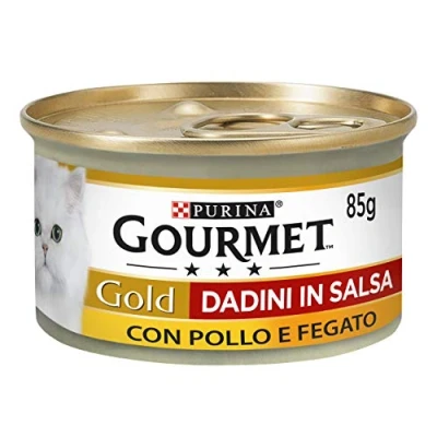 Afbeelding van Purina Gourmet Gouden blokjes in vochtige kattensaus met kip en lever, 24 blikjes à 85 g