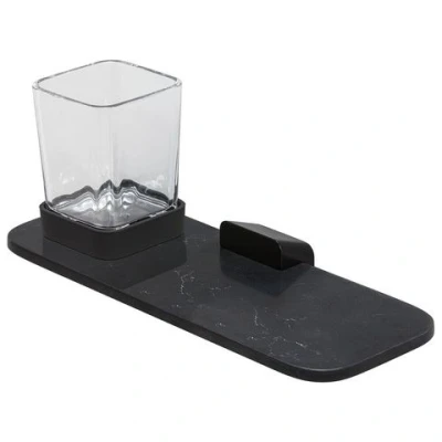 Afbeelding van Geesa shift glashouder zwart met planchet van matzwarte marmerlook 919902 06 m6