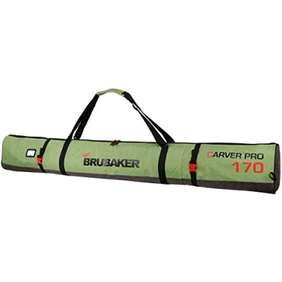 Afbeelding van BRUBAKER Carver Performance Skitas Voor 1 paar Ski&#039;s &amp; Stokken Gevoerd Zware Kwaliteit Scheurvast Skihoes Verstelbare draag/schouderbanden 170 cm Zwart/Groen