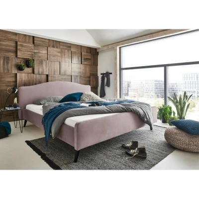 Afbeelding van ATLANTIC home collection Gestoffeerd bed Tamiga met massief houten poten