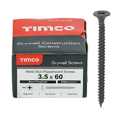 Afbeelding van TIMCO PH2 Philips Gipsplaten Schroeven 3,5 x 60 Zwart Doos van 200