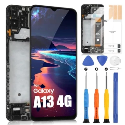 Afbeelding van LCD display voor Samsung Galaxy A13 4G SM A135F A135M A135F/DS scherm display, digitizer touchscreen, montage met reparatieset (6,6 inch, zwart frame)