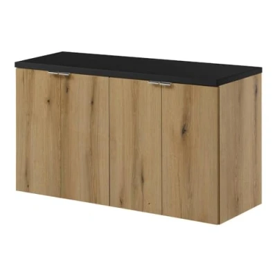 Afbeelding van Wastafelonderkast Newport 100x60x40 cm eikenkleurig en zwart [en.casa]