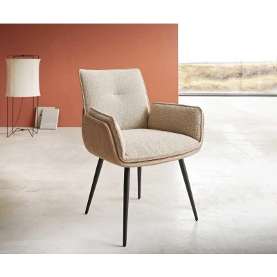 Afbeelding van DELIFE Eetkamerstoel Nela Flex materiaalmix mud 4 poot conisch zwart