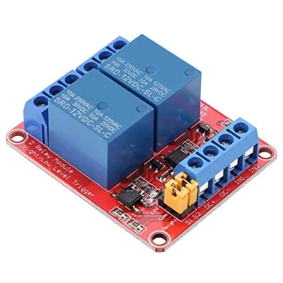 Afbeelding van Relaismodule, 2 kanaals relaismodule Relaiskaart met optocoupler Low Level Trigger uitbreidingskaart voor Arduino 5V/12V/24V (12V) Relais