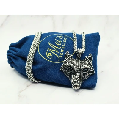 Afbeelding van Mei&#039;s Viking wolf Amulet ketting heren / sieraad Stainless Steel Roestvrij Staal Chirurgisch 50 cm zilver