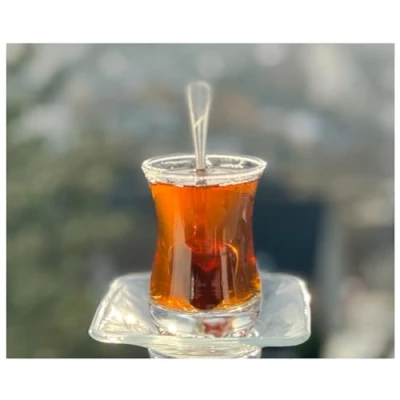 Afbeelding van Topkapi 18 delige Turkse theeset Ebru Sultan, 6 theeglazen, onderzetters, theelepels, complete set