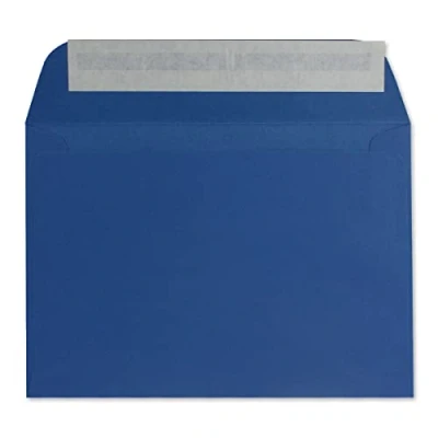 Afbeelding van 50 DIN C6 enveloppen blauw 11,4 x 16,2 cm 120 gram zelfklevende standaard voor doop &amp; uitnodigingen van uw Glüxx agent