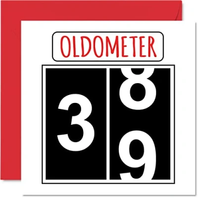 Afbeelding van Leuke 39e verjaardagskaarten voor mannen vrouw Oldometer Happy Birthday Card papa mama zoon dochter broer zus oom tante neef, 145 mm x wenskaarten, verjaardagskaart