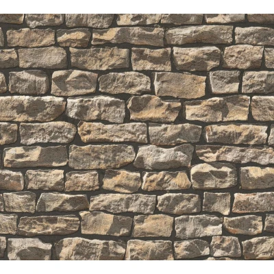 Afbeelding van Leen Bakker A.S. CrÃ ation Behang Steen , Beige En Zwart 53cm X 10,05 M AS Vinyl Création