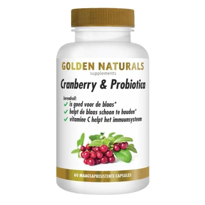 Afbeelding van Gratis Verzending: 2x Golden Naturals Cranberry&amp;Probiotica Maagsapresistent 60 vegacapsules