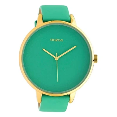 Afbeelding van OOZOO Timepieces Goudkleurige horloge met biscay groene leren band C10573