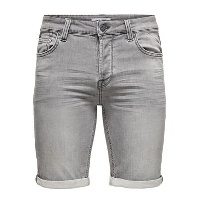 Afbeelding van ONLY &amp; SONS regular fit denim short ONSPLY grey
