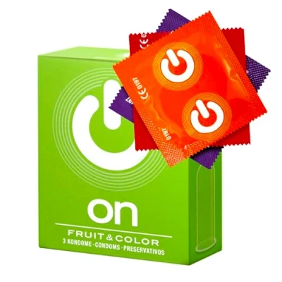 Afbeelding van ON) Condooms Mix I 3 stuks verpakking Fruit &amp; Kleur Premium verschillende soorten met siliconen glijmiddel dunne 0,07 mm wanddikte Vegan voor mannen