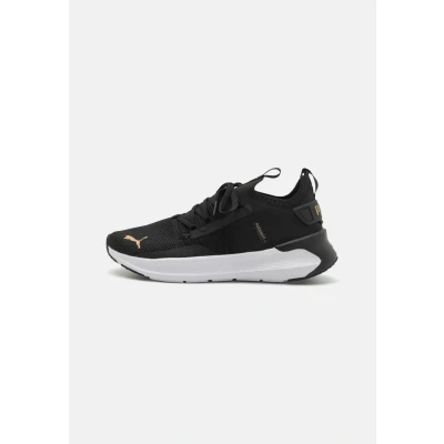 Afbeelding van Puma Softride Symmetry Fuzion Hardloopschoenen voor op de weg, Dames, Maat: 40, Black/gold Textiel
