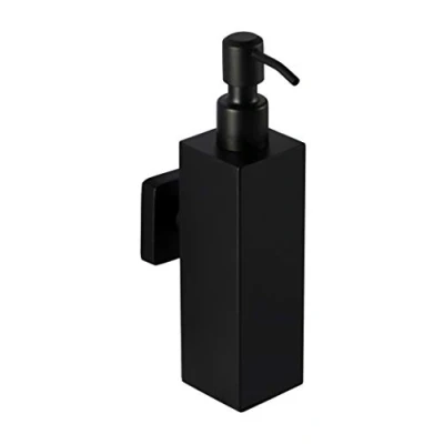 Afbeelding van Zeepdispenser van roestvrij staal in zwart badkamer boren houder zeep zeephouder zeepbakje dispenser wand toilet (roestvrij (zwart), hoekig)