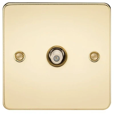 Afbeelding van Knightsbridge FPAV0150PB platte plaat 1G satelliet tv uitlaat (niet geïsoleerd) gepolijst messing