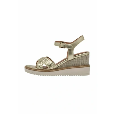Afbeelding van Tamaris Sandalen met plateauzool, Dames, Maat: 36, Light gold Leer/ synthetisch