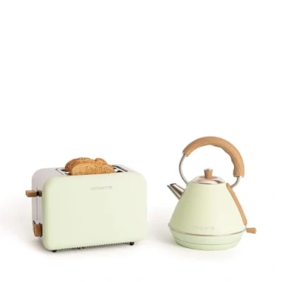 Afbeelding van CREATE PACK TOAST RETRO Broodrooster + KETEL M Waterkoker 1L Pastelgroen