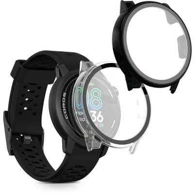 Afbeelding van kwmobile 2x cover geschikt voor COROS PACE Pro Fitnesstracker van gehard glas en kunststof frame set transparant / zwart