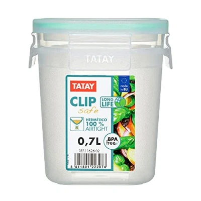 Afbeelding van Tatay vierkante vershouddoos met Click Clack, transparant, groen, 0,3 l