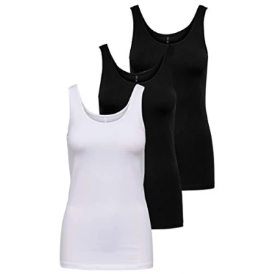 Afbeelding van ONLY Dames Top Onllive Tank Noos, wit/zwart (1 x wit/2 zwart), L