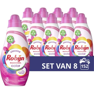 Afbeelding van Robijn wasmiddel Color Pink Sensation (8 flessen) ActievandeDag Beste deals Dagdeal Dagaanbieding
