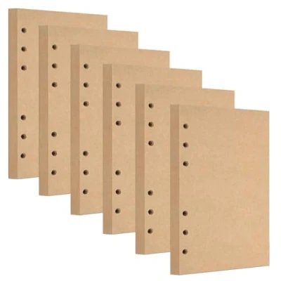 Afbeelding van 6 stuks navulpapier, A5 gaten, kraftpapier, blanco, 270 vellen/540 pagina&#039;s, notitiepapier voor ringband, navulbaar, notitieboek