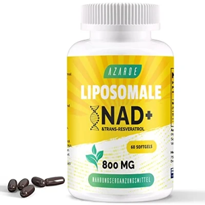 Afbeelding van Liposomal NAD+ &amp; Trans Resveratrol 800mg Softgels, NMN alternatief Efficiënter dan NMN, Hoge Absorptie, Werkelijk Supplement voor Cellulaire Reparatie (60 Softgels (Pack of 1))