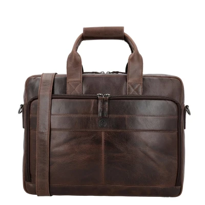 Afbeelding van Hide &amp; Stitches Sample Laptoptas Donkerbruin 100% Leer