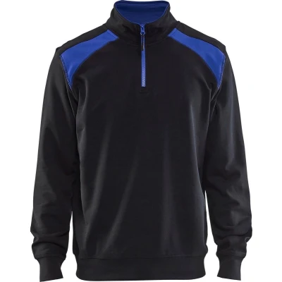 Afbeelding van Blaklader Sweatshirt bi colour met halve rits 3353 1158 Zwart/Korenblauw XS