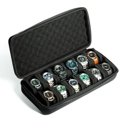 Afbeelding van AUKURA 12 slots Watch Case, horloge opbergdoos, reiskoffer, gewatteerde case voor display en organisatie