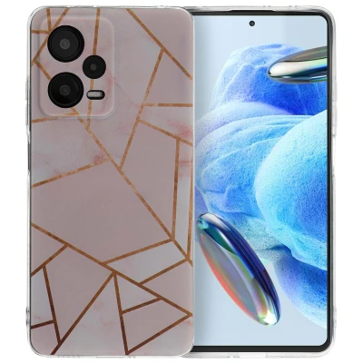 Afbeelding van Xiaomi Redmi Note 12 Pro Hoesje Siliconen en TPU (zacht) iMoshion Softcase/Backcover Pink Graphic Telefoonhoesje