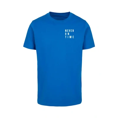 Afbeelding van Merchcode Never ON TIME Tshirt print, Maat: XS, Blue