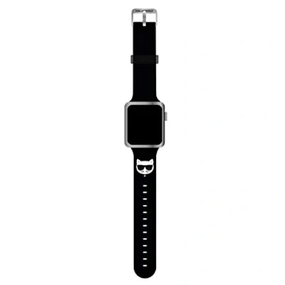 Afbeelding van Karl Lagerfeld KLAWLSLCK Riem op Apple Watch 42/44/45mm zwart Silicone Choupette Heads, Het zwarte, Klassiek