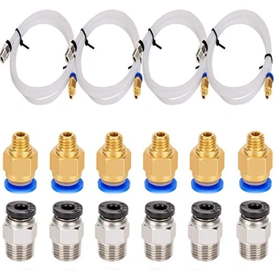 Afbeelding van RUNCCI YUN 4 stuks PTFE slang, blauw, teflonslang (1 meter) met 6 PC4 M6 pneumatische aansluitstukken en M10 connectoren voor 3D printers, 1,75 mm filament