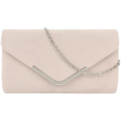 Afbeelding van Meliyya Dames Fluwelen Clutch Avondtas Okseltas Trouwtas Elegante Envelop Crossbody Schoudertas Kleine (Beige)
