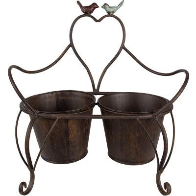 Afbeelding van Clayre &amp; Eef Planthouder 39x18x39 cm Bruin Ijzer Vogels