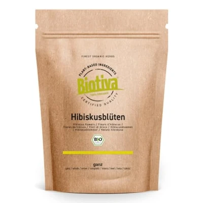 Afbeelding van Biotiva Hibiscusbloesemthee Bio 100g hoogwaardige Thee (Hibiscus sabdariffa) gedroogd gebotteld en gecontroleerd in Duitsland (DE ÖKO 005)