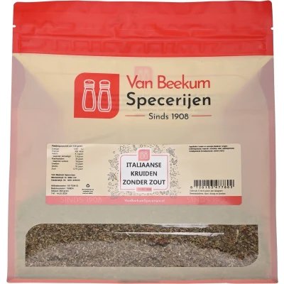 Afbeelding van Van Beekum Specerijen Italiaanse Kruiden Zonder Zout 300 gram (hersluitbare stazak)