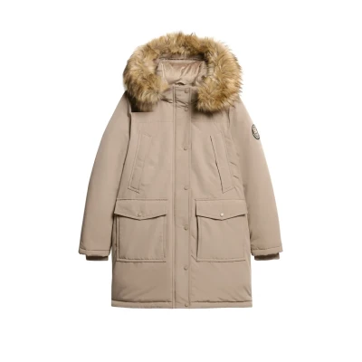 Afbeelding van Superdry Vrouwen Everest Parka met Imitatiebont Beige Grootte: 42