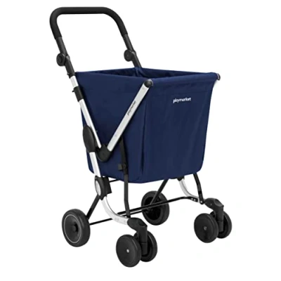 Afbeelding van Playmarket We Go Basic winkelwagen, inklapbaar, 4 wielen, koffer, blauw (navy), 97 centimeters, Koffer