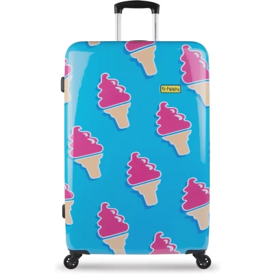 Afbeelding van BHPPY Reiskoffer ijsjes print 4 wielen Veilig Cijferslot Blauw (55 cm)