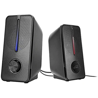 Afbeelding van Speedlink BADOUR stereoluidspreker PC luidspreker, subtiel zwart ontwerp, krachtige LED verlichting, metalen beschermrooster