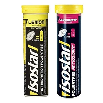 Afbeelding van Isostar Powertabs isotonische drank sportdrank voor intensieve training caloriearme cranberry + citroen, 2 tubes (2x10 Tabs)